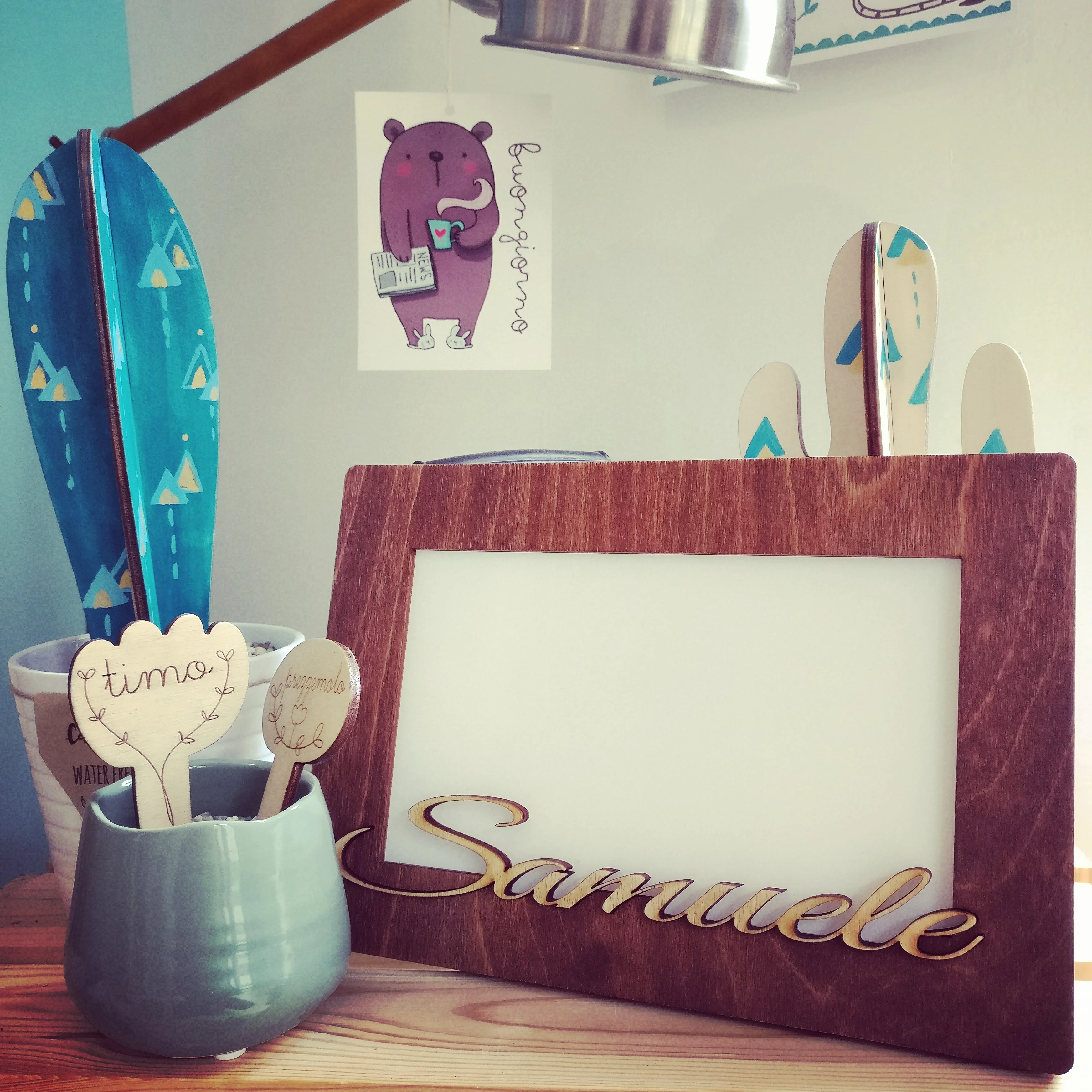 cornice 3, portafoto, oggettistica, idee regalo, legno, incisioni, taglio laser